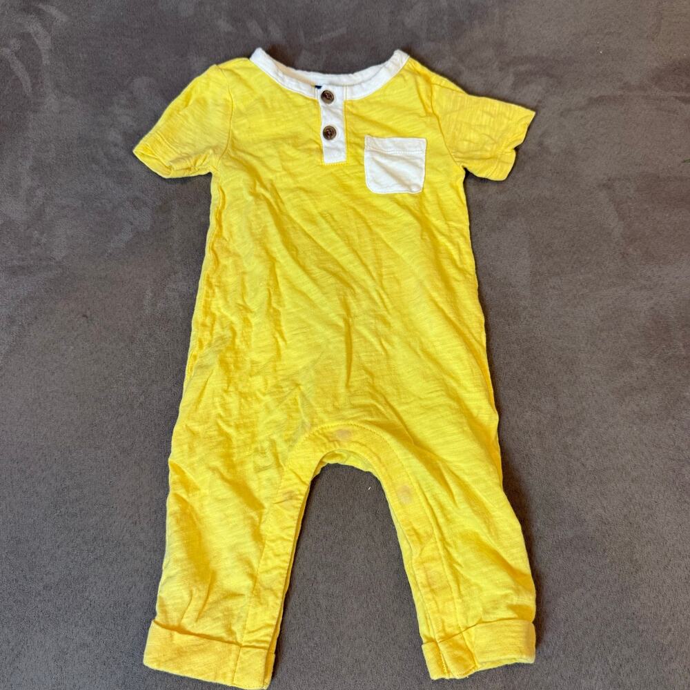 Old Navy Yellow Henley Romper Jumpsuit One Piece Outfit Baby Boys 3-6 Months